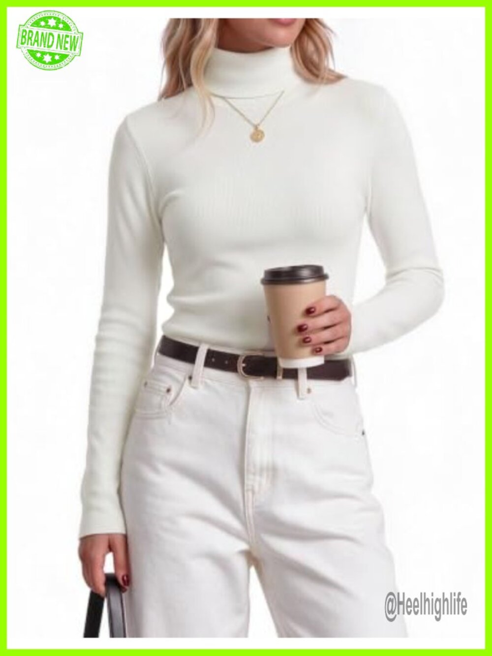 Turtleneck Sweater Womens Long Sleeve Slim Fit Pullover Fall Winter Layering Top